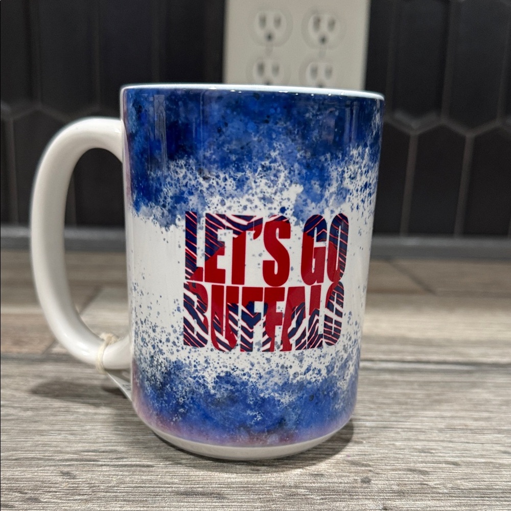 Blue and White Ceramic Mug 15oz